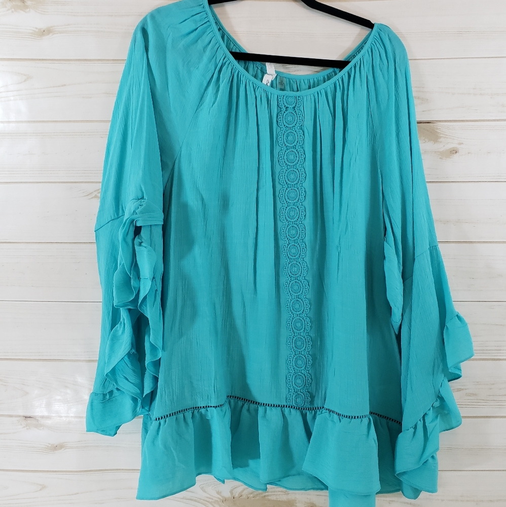 NY Collection Woman 3X Teal Top